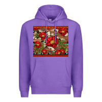 Purple red flower and cactus with cowhide and aztec Premium Hoodie - Artiststas