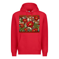 Red red flower and cactus with cowhide and aztec Premium Hoodie - Artiststas
