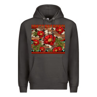 Smoke red flower and cactus with cowhide and aztec Premium Hoodie - Artiststas