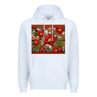 White red flower and cactus with cowhide and aztec Premium Hoodie - Artiststas