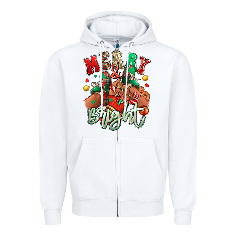 Merry And Bright Black Girl Sneakers Zipper Hoodie by RanaPortraitStore | Teevron