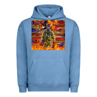 Pigment Pebble Blue Western Firefighter With American Urban Hoodie - LillyAllenDesigns