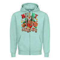 Seafoam Merry Christmas black girl sneakers Zipper Hoodie - RanaPortraitStore