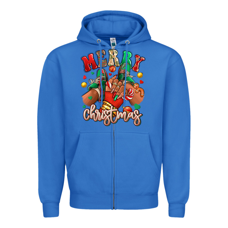 Merry Christmas Black Girl Sneakers Zipper Hoodie by RanaPortraitStore | Teevron