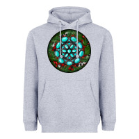 Heather Grey Christmas Round Turquoise Gemstone Heavyweight Hoodie - RanaPortraitStore