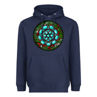 Navy Christmas Round Turquoise Gemstone Heavyweight Hoodie - RanaPortraitStore
