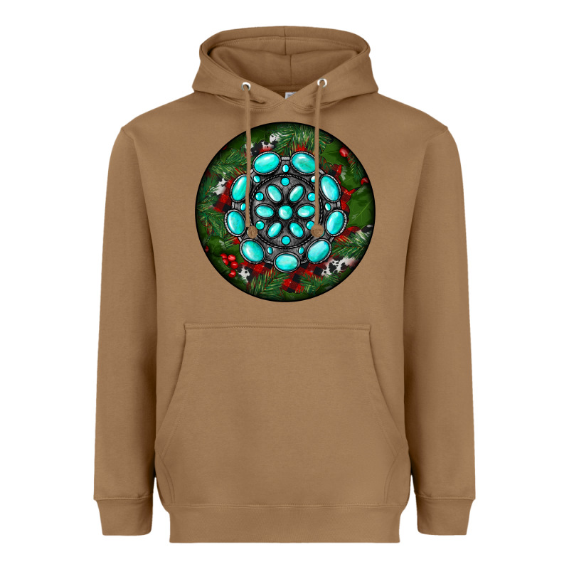 Christmas Round Turquoise Gemstone Heavyweight Hoodie by RanaPortraitStore | Teevron