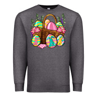 Charcoal Heather Easter eggs with basket Easter Day Premium Sweatshirt - Neo Western