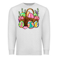 Oatmeal Heather Easter eggs with basket Easter Day Premium Sweatshirt - Neo Western