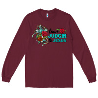 Burgundy leave judgin to jesus Long Sleeve Tee - BarkalooDesign