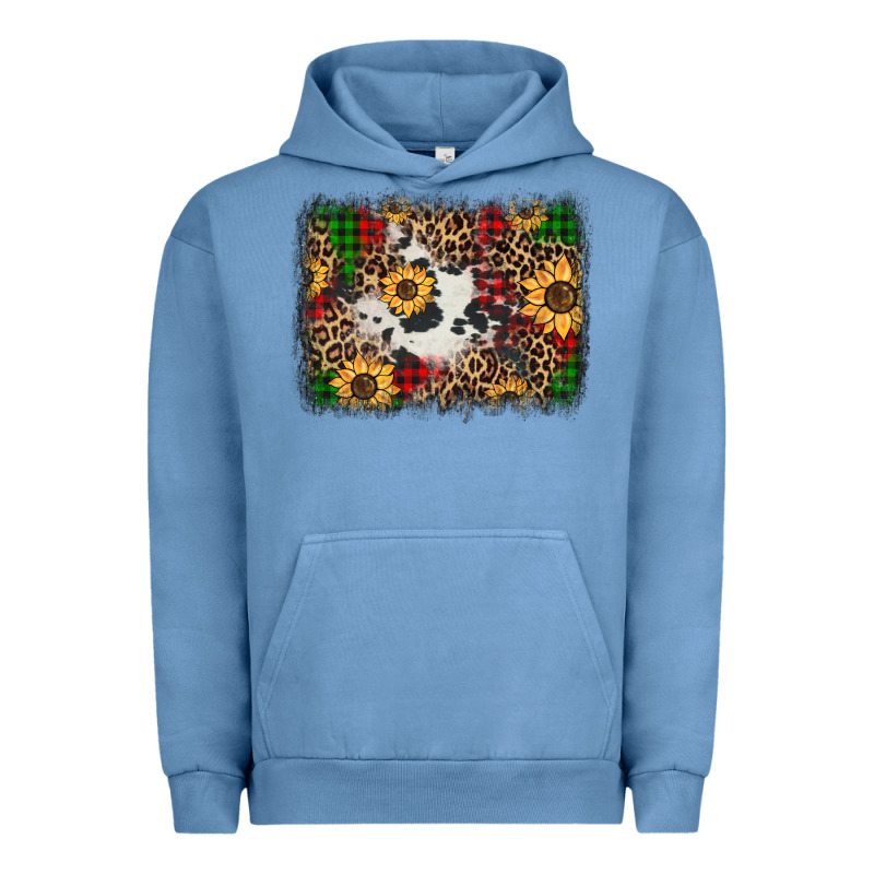 Distressed Christmas Sunflowers Leopard Cowhide Background Urban Hoodie by Jasminsmagicworld | Teevron