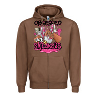 Chestnut Obsessed with sneakers pink afro woman Zipper Hoodie - RanaPortraitStore