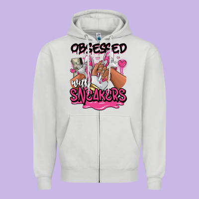 Zipper Hoodie Obsessed with sneakers pink afro woman