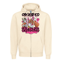 Sandshell Obsessed with sneakers pink afro woman Zipper Hoodie - RanaPortraitStore