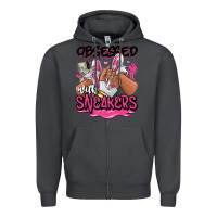 Smoke Obsessed with sneakers pink afro woman Zipper Hoodie - RanaPortraitStore