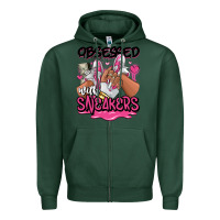 Sports Green Obsessed with sneakers pink afro woman Zipper Hoodie - RanaPortraitStore