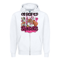 White Obsessed with sneakers pink afro woman Zipper Hoodie - RanaPortraitStore