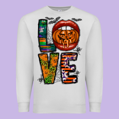 Love Halloween Lips Premium Sweatshirt Designed By Cowhidedigitalart