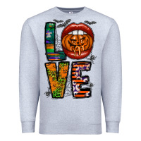 Heather Grey Love Halloween Lips Premium Sweatshirt - CowhideDigitalArt