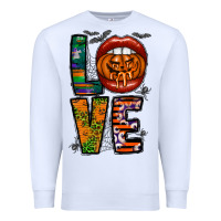 White Love Halloween Lips Premium Sweatshirt - CowhideDigitalArt