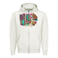 Oatmeal Heather Nail Tech afro nail art Zipper Hoodie - RanaPortraitStore