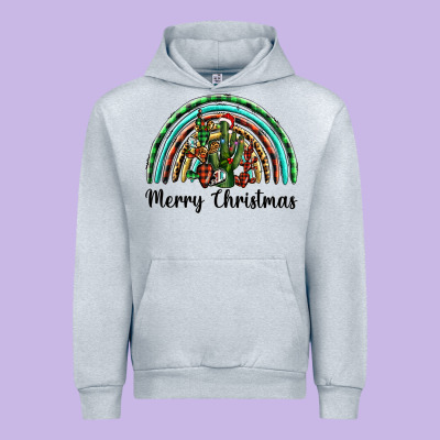 Merry Christmas Cactus Rainbow Urban Hoodie Designed By Barkaloodesign