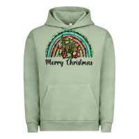 Pigment Oil Green merry christmas cactus rainbow Urban Hoodie - BarkalooDesign