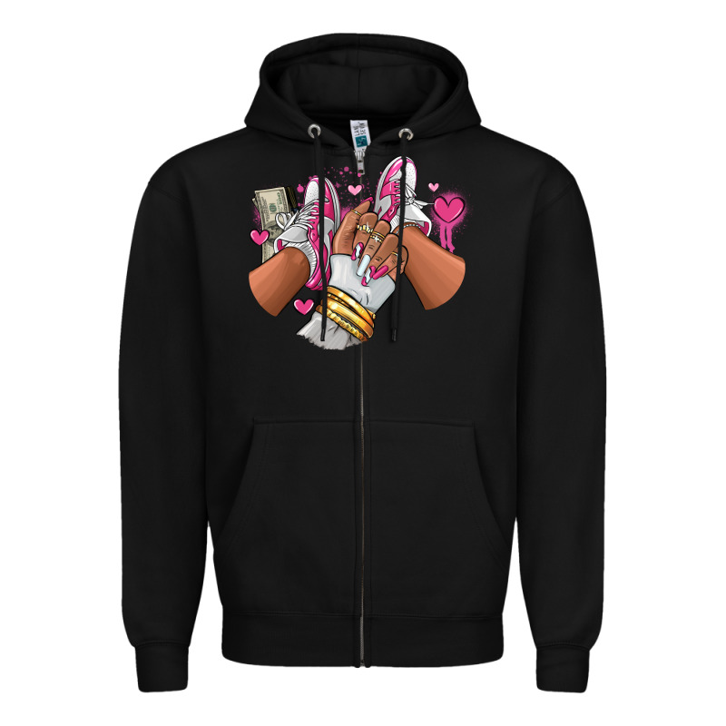 Pink And White Sneaker Girl Zipper Hoodie by RanaPortraitStore | Teevron