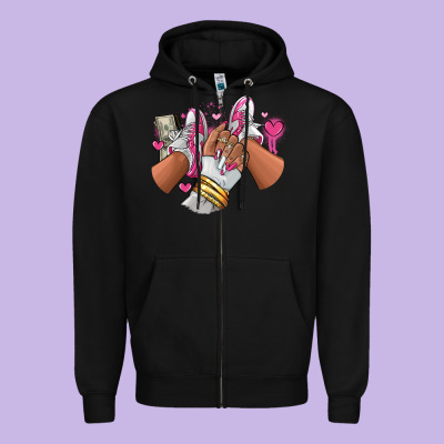 Zipper Hoodie Pink and white sneaker girl