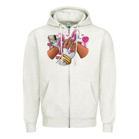 Oatmeal Heather Pink and white sneaker girl Zipper Hoodie - RanaPortraitStore