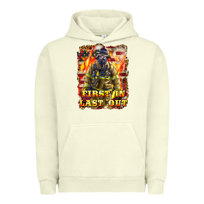 First In Last Out Firefighter Urban Hoodie by LillyAllenDesigns | Teevron
