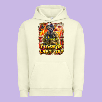 First In Last Out Firefighter Urban Hoodie Designed By Lillyallendesigns