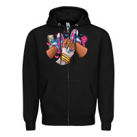 Black Pink and blue sneaker girl Zipper Hoodie - RanaPortraitStore
