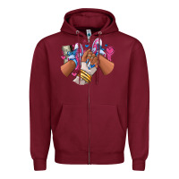 Burgundy Pink and blue sneaker girl Zipper Hoodie - RanaPortraitStore