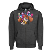 Charcoal Heather Pink and blue sneaker girl Zipper Hoodie - RanaPortraitStore