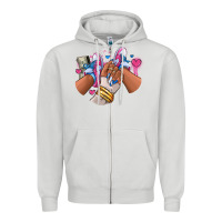Dove Grey Pink and blue sneaker girl Zipper Hoodie - RanaPortraitStore