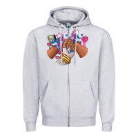Heather Grey Pink and blue sneaker girl Zipper Hoodie - RanaPortraitStore