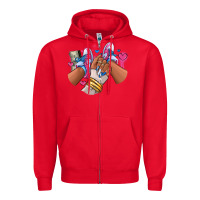 Red Pink and blue sneaker girl Zipper Hoodie - RanaPortraitStore