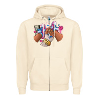 Sandshell Pink and blue sneaker girl Zipper Hoodie - RanaPortraitStore