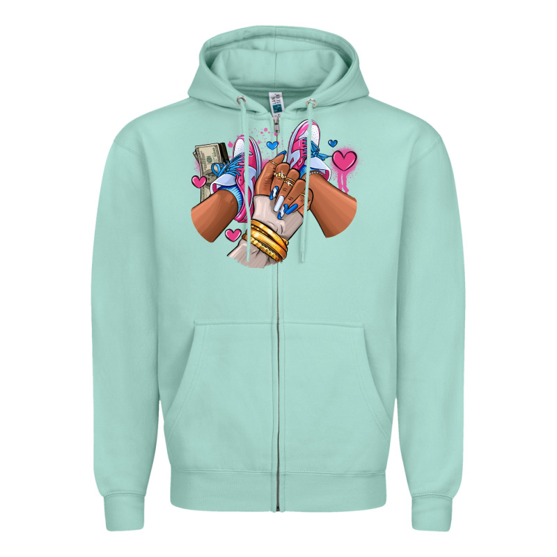 Pink And Blue Sneaker Girl Zipper Hoodie by RanaPortraitStore | Teevron