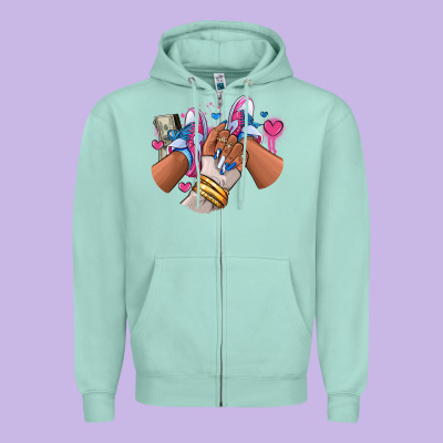 Zipper Hoodie Pink and blue sneaker girl