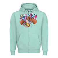 Seafoam Pink and blue sneaker girl Zipper Hoodie - RanaPortraitStore