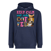 Navy keep calm and make coffee Heavyweight Hoodie - Zillion Design Studio