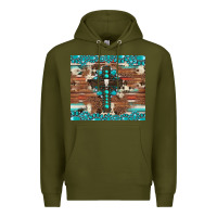 Army Green gemstone and cross with cowhide Premium Hoodie - Artiststas