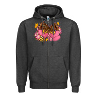 Charcoal Heather Pink afro nails Zipper Hoodie - RanaPortraitStore