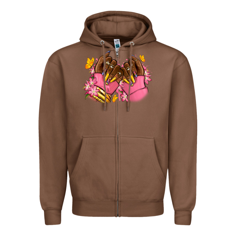 Pink Afro Nails Zipper Hoodie by RanaPortraitStore | Teevron