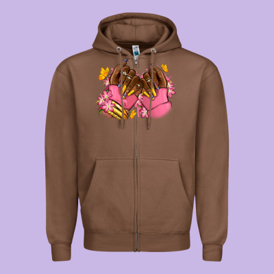 Zipper Hoodie Pink afro nails