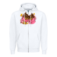 White Pink afro nails Zipper Hoodie - RanaPortraitStore