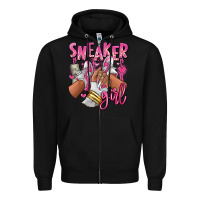Black Pink and white sneaker girl Zipper Hoodie - RanaPortraitStore