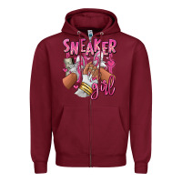 Burgundy Pink and white sneaker girl Zipper Hoodie - RanaPortraitStore